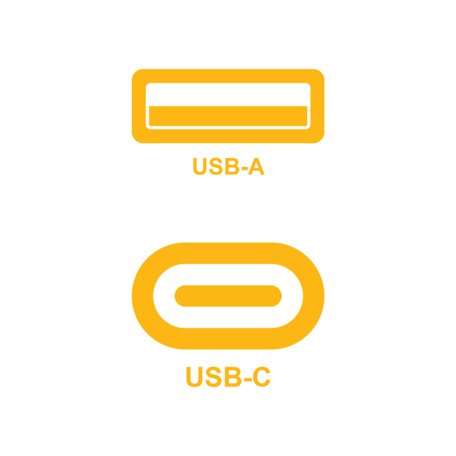 USB-A and USB-C connector